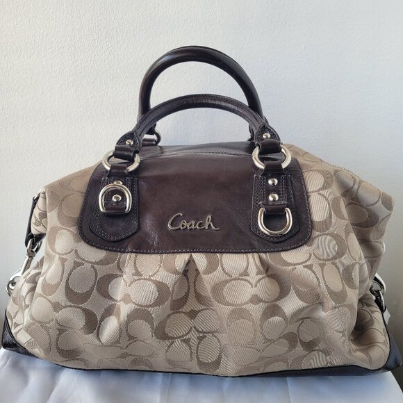 Coach Handbags - Coach Ashley Signature Sateen Brown/Khaki Satchel Handbag